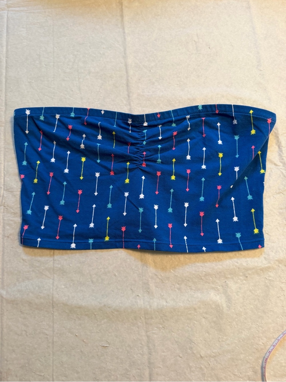 Cotton Arizona blue rouched arrow tube top y2k